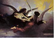 William-Adolphe Bouguereau Depiction of a soul being carried to heaven by two angels. oil painting